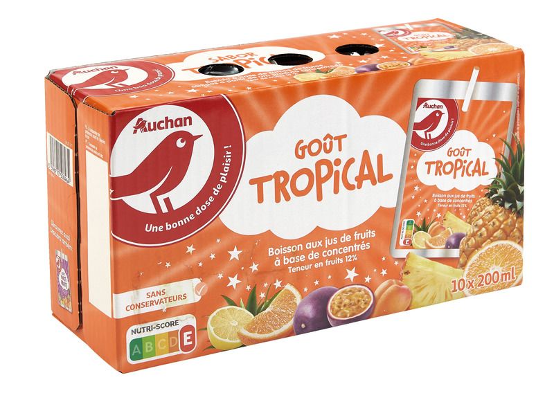 Poches De Jus De Fruit Au Goût Tropical Auchan