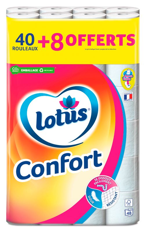 Papier Toilette Confort Aquatube Blanc Lotus